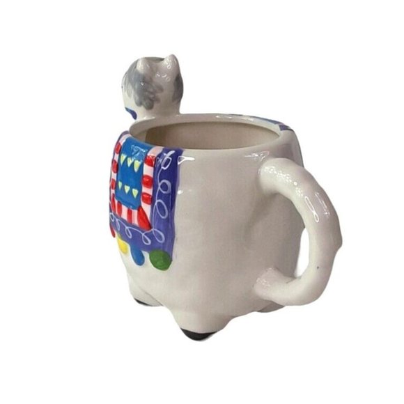 Llama Figurine Coffee Mug Cup Ceramic Large Decorative White Colorful Design 5" - Picture 6 of 14